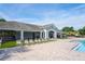 Covered poolside seating area with ample seating and lush landscaping, ideal for relaxation at 758 Alpine Thistle Dr, Brooksville, FL 34604