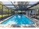 A screened pool enclosure ensures year-round enjoyment and easy maintenance at 9195 Bay Dr, Spring Hill, FL 34608