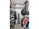 Well-organized walk-in closet with shelving, shoe storage, and an ironing board for added convenience at 1009 Almondwood Dr, Trinity, FL 34655