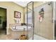 Bright bathroom featuring a soaking tub and separate shower, offering a luxurious bathing experience at 11101 Ragsdale Ct, New Port Richey, FL 34654