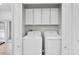 Laundry room featuring modern washer and dryer units at 13600 Crest Lake Dr, Hudson, FL 34669