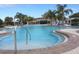 Community pool with palm trees, lounge chairs, and a zero-entry access at 13600 Crest Lake Dr, Hudson, FL 34669