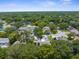 An aerial view of a residential area featuring well-kept homes, backyard pools, and plenty of trees at 1430 Rosetree Ct, Clearwater, FL 33764