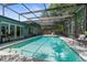 Inviting backyard features a large screened-in pool perfect for relaxation and entertaining at 1430 Rosetree Ct, Clearwater, FL 33764