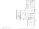 Floor plan of the home layout shows the primary bedroom, living room, kitchen, and detached garage at 15430 Oakcrest Cir, Brooksville, FL 34604