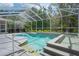 Screened in pool area with a pool, spa and ample space for relaxing at 5072 Abbonmarsh Cir, Brooksville, FL 34604