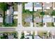 Birds eye view of several homes in a suburban community, highlighting street and lot layout at 5543 Moog Rd, New Port Richey, FL 34652