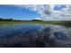 Scenic water view of pond on clear day with green grassy edges and clouded sky at 5555 Baffin Cir, Spring Hill, FL 34606