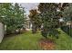 Lush backyard featuring a well-maintained lawn, young trees, and perimeter fence offering privacy and natural beauty at 9704 Milano Dr, Trinity, FL 34655