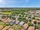 Expansive aerial view of a residential neighborhood, showcasing the community's layout and nearby green spaces at 9706 Simeon Dr, Land O Lakes, FL 34638