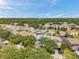 Aerial view of a neighborhood with tree-lined streets and well-maintained homes at 9706 Simeon Dr, Land O Lakes, FL 34638