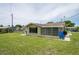 Expansive backyard view showcasing the home's screened-in lanai and lush green space at 10600 Oleander Dr, Port Richey, FL 34668