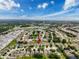 Aerial view of the property and the surrounding, lush landscape of the community at 14655 Potterton Cir, Hudson, FL 34667