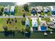 Aerial view of waterfront homes on canal showing lush green lawns and plenty of boating opportunities at 3363 Poinsettia Dr, Hernando Beach, FL 34607