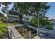Charming waterfront property featuring private wooden docks, lush greenery, and convenient water access at 3363 Poinsettia Dr, Hernando Beach, FL 34607