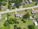 Aerial view displaying the home and its well-maintained yard with mature trees at 37722 Granada Ave, Dade City, FL 33525