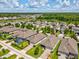 A residential area with nicely landscaped homes featuring lawns and backyard pools at 3897 Villamore Ln, Odessa, FL 33556