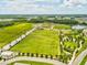 Aerial view of sports fields and green space with ball diamonds providing outdoor activities for an active lifestyle at 3897 Villamore Ln, Odessa, FL 33556