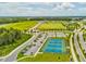 Aerial view of tennis courts and sports fields, offering recreational opportunities within the community at 3897 Villamore Ln, Odessa, FL 33556