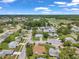 Scenic aerial view of neighborhood featuring beautiful homes with manicured lawns and community recreational areas at 4646 Lacrosse Ct, New Port Richey, FL 34655
