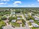 Beautiful aerial view of the neighborhood showcasing lush landscaping, mature trees, and a tranquil lake at 4646 Lacrosse Ct, New Port Richey, FL 34655