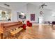Spacious clubhouse featuring a piano, comfortable seating, and patriotic décor for community gatherings at 4646 Lacrosse Ct, New Port Richey, FL 34655