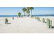 Idyllic beachfront with white sand, clear water, and palm trees creates a serene coastal view at 4939 Floramar Ter # 812, New Port Richey, FL 34652