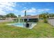 Inviting backyard with pool, screened-in patio, and seating area for outdoor enjoyment at 5021 Bridgeport Dr, Safety Harbor, FL 34695