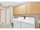 Practical laundry room with ample storage and included washer and dryer at 5021 Bridgeport Dr, Safety Harbor, FL 34695