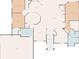 Detailed floorplan outlining layout of bedrooms, kitchen, living areas, and garage at 6545 North Lake Dr, Zephyrhills, FL 33542
