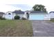 Charming single-story home features a light blue garage door and nicely landscaped yard at 11263 Murraysville Dr, Spring Hill, FL 34609