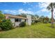 Well-maintained backyard with a lush lawn, mature landscaping, and a white house at 8143 Channel Dr, Port Richey, FL 34668