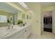 Well-lit primary bathroom featuring dual sinks, skylight, and a spacious walk-in closet at 8811 Napa Loop, New Port Richey, FL 34653