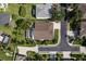 Birds-eye view of a single-Gathering home with a screened-in pool and lush landscaping at 1831 Cardamon Dr, Trinity, FL 34655