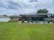 Large backyard featuring a screened-in pool and a well maintained lawn at 3128 Montague Ave, Spring Hill, FL 34608