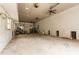 Large garage features high ceilings, overhead lighting, and ample storage space at 34955 Blanton Rd, Dade City, FL 33523