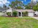 Charming single-story home with manicured lawn, landscaping, and a two-car garage at 3545 Landale Dr, Holiday, FL 34691