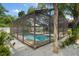 The screened-in pool offers a refreshing oasis, surrounded by lush greenery and a paved patio at 6347 Shadydale Ave, Spring Hill, FL 34609