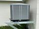 Exterior shot of a modern HVAC (Heating, Ventilation, and Air Conditioning) unit mounted on a metal frame at 7714 Fox Hollow Dr, Port Richey, FL 34668