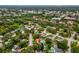 Wide aerial shot showcasing a suburban neighborhood with pools, lush greenery, and homes at 2827 Oak Tree Ln, Palm Harbor, FL 34684