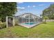 Lush backyard showcasing the inviting pool and screened enclosure at 2827 Oak Tree Ln, Palm Harbor, FL 34684