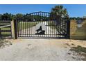 Ornate metal entrance gate with wolf design at 36400 Washington Loop Rd, Punta Gorda, FL 33982