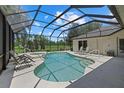 Private pool and spa with an enclosure and scenic backyard views at 974 Rotonda Cir, Rotonda West, FL 33947