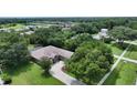 Aerial view showing a home nestled among trees with a large yard and neighborhood in background at 815 128Th Ne St, Bradenton, FL 34212
