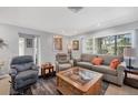 Cozy living room features hardwood floors, comfortable seating and a large window at 2645 Belvoir Blvd, Sarasota, FL 34237