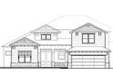 Two-story house architectural drawing, showcasing dormers and a garage at 1876 Magnolia St, Sarasota, FL 34239