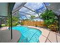 Inviting screened pool with a waterfall feature and ample surrounding space at 6933 9Th E Ct, Sarasota, FL 34243