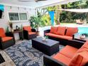 Outdoor patio features wicker furniture, a coffee table, and pool view at 2244 Palm Ter, Sarasota, FL 34231