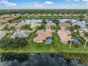 Single-Gathering home with pool and lake view from above at 2995 Bravura Lake Dr, Sarasota, FL 34240