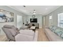 Bright and airy living room with comfortable seating and a large TV at 6421 Kilohee Ct, North Port, FL 34287